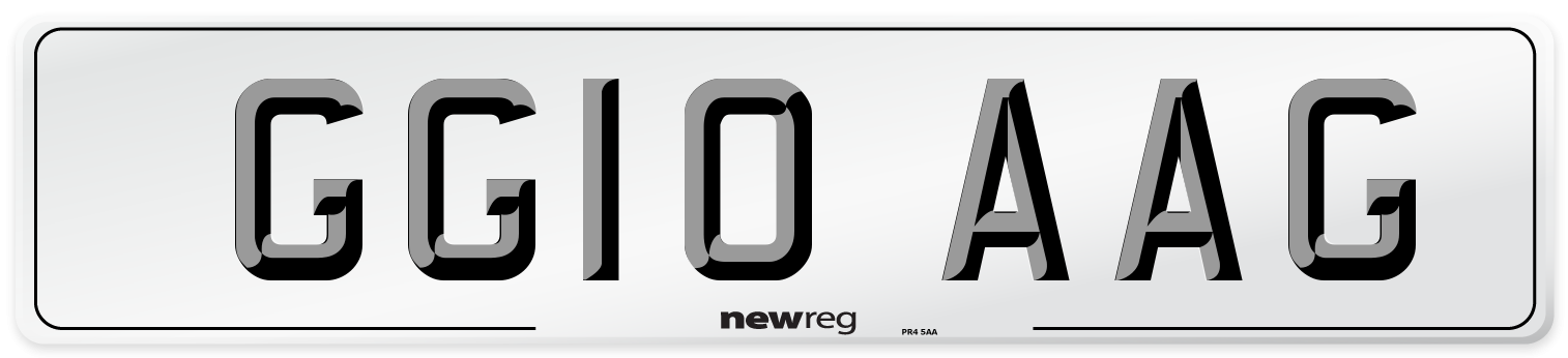 GG10 AAG Number Plate from New Reg